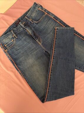MOTHER Dark Blue Skinny Jeans with Pink Side Stripe 28